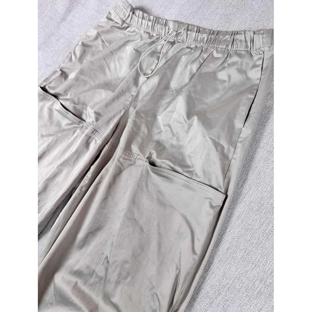 Zara Woman Shiny Satin Cargo Jogger Pants Gray/Silver Large 4-Pocket Utility - Picture 10 of 10